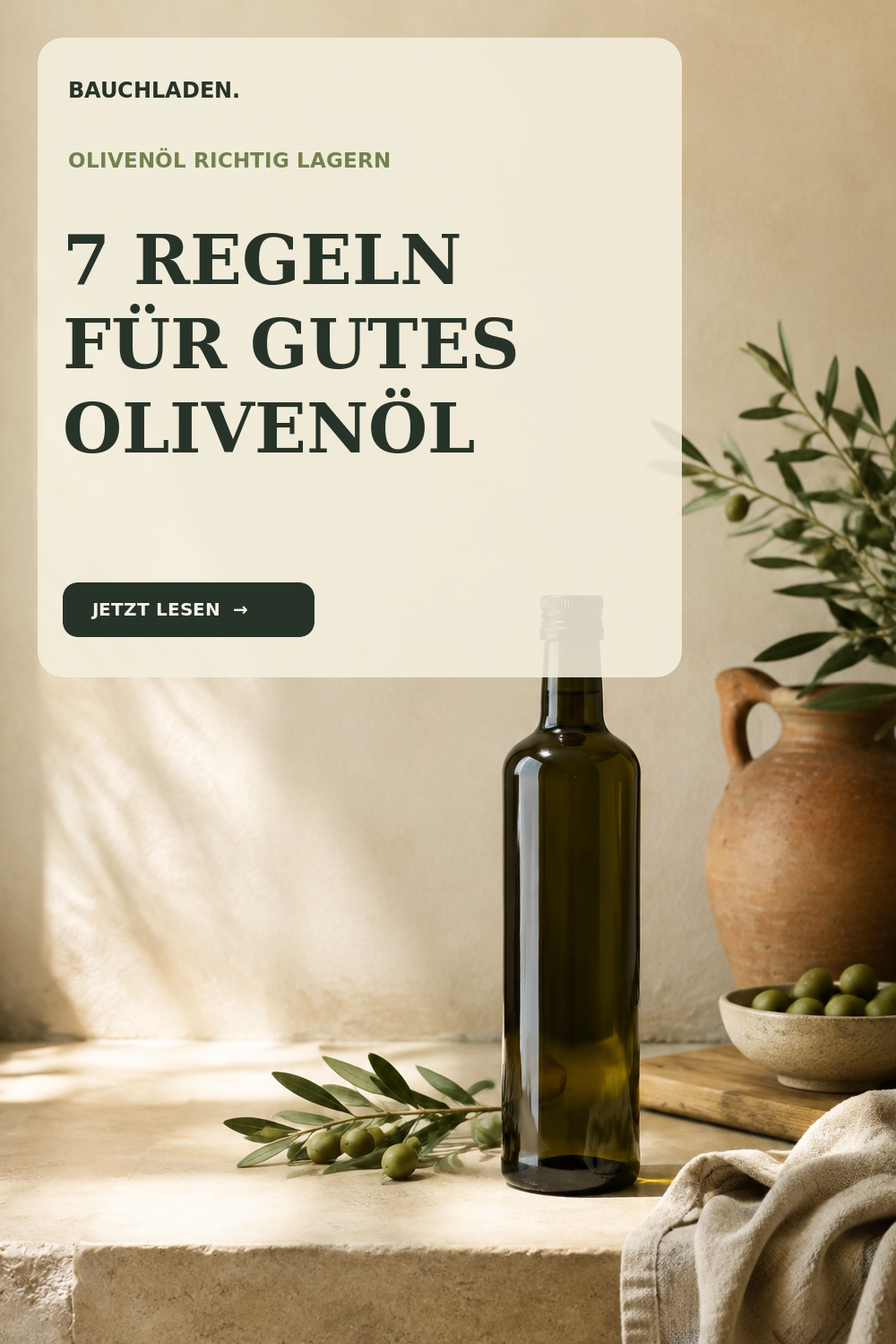 Titelmotiv: Olivenöl richtig lagern: So bleiben Aroma und Qualität erhalten
