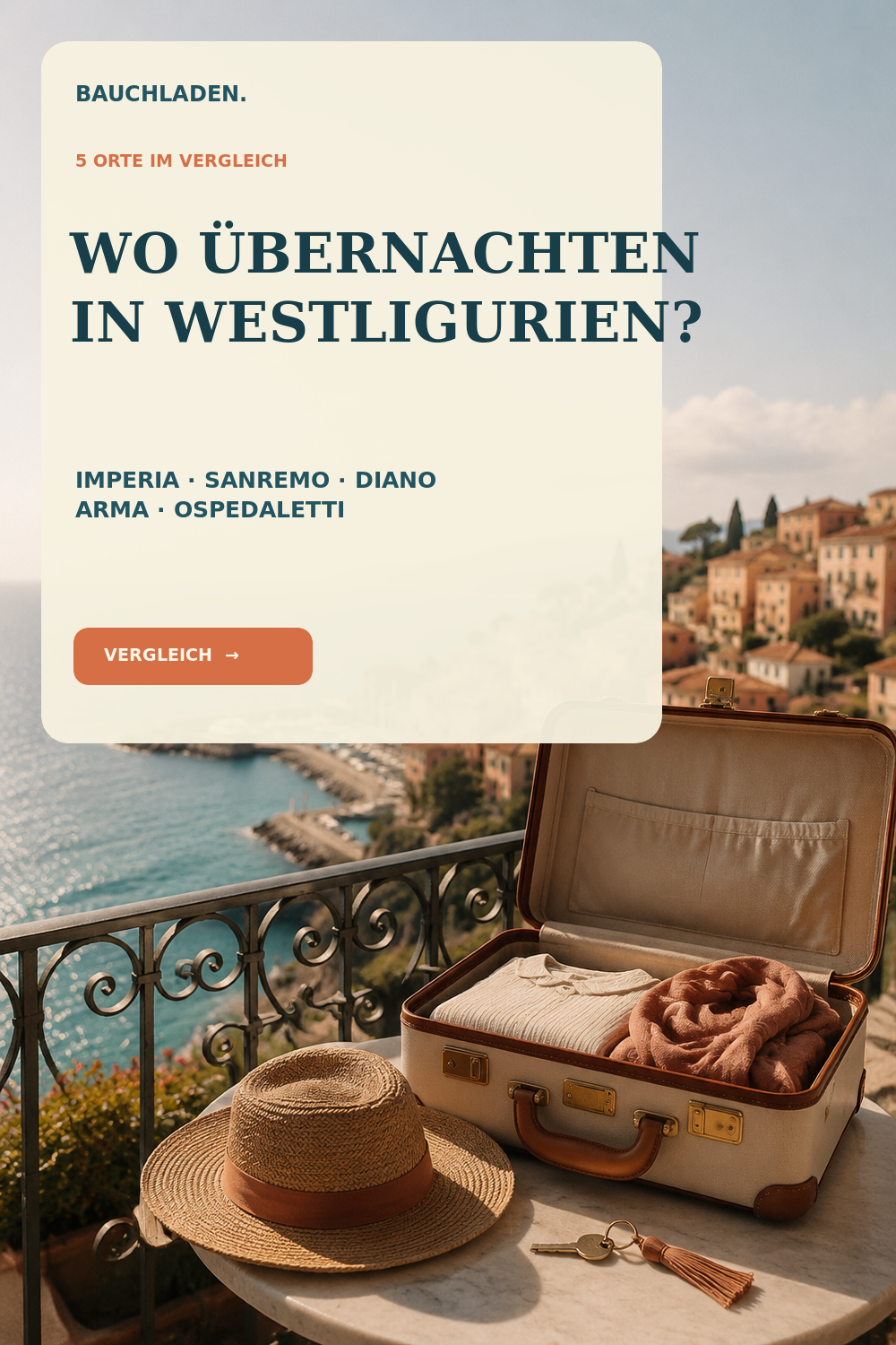 Titelmotiv: Wo übernachten in Westligurien? Imperia, Sanremo und drei Alternativen im Vergleich